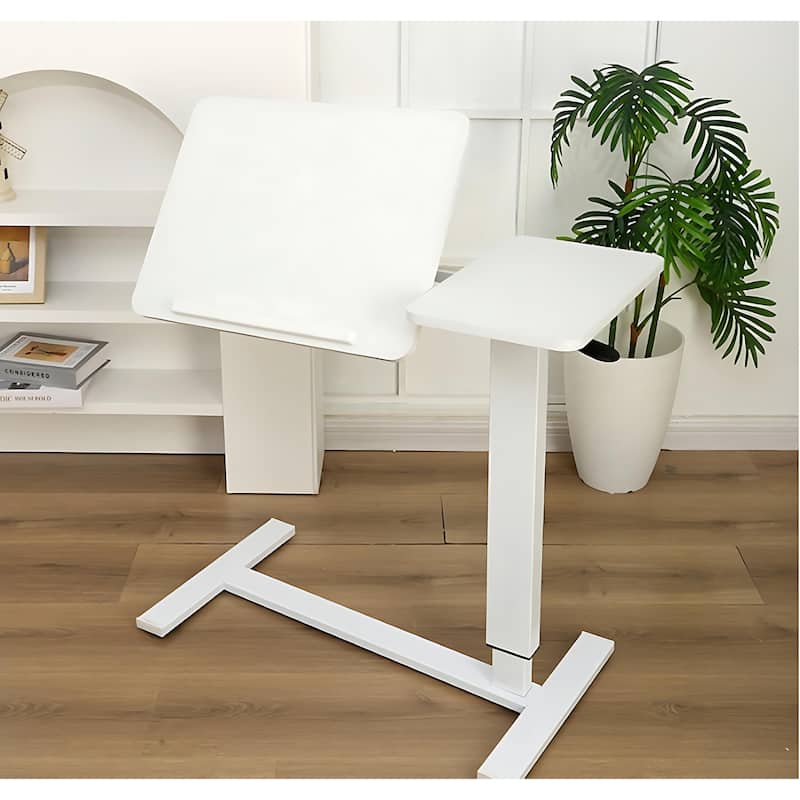 Overbed Bedside Desk Mobile Rolling Laptop Stand Tilting Overbed Table with Wheels Height Adjustable Tray Table