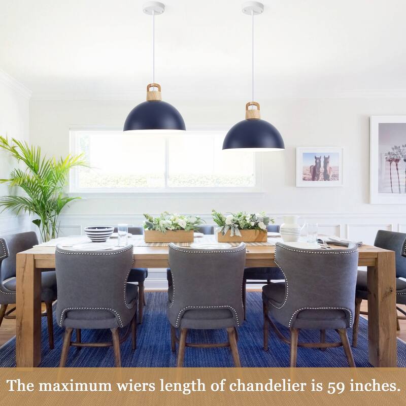 1-Light Rustic Hanging Pendant Light with Metal Shaded for Kitchen Island