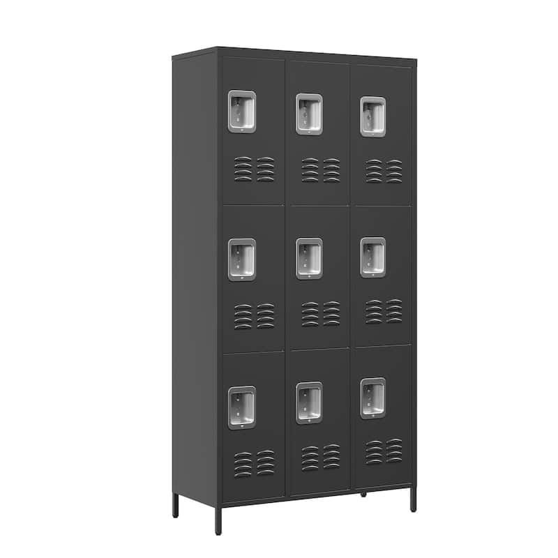 72"H Metal Lockers With 9 Door,Storage Cabinet With Lock for Employees,School,Gym