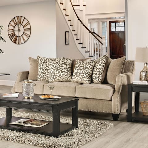 Furniture of America Graeme Traditional Chenille Nailhead Sofa