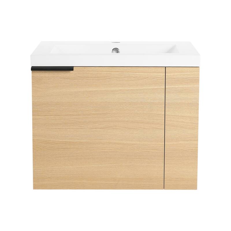 24" Bathroom Vanity Sink Combo with Generous Storage, Modern Oak Cabinet, Soft-Close Doors, and Easy Assembly