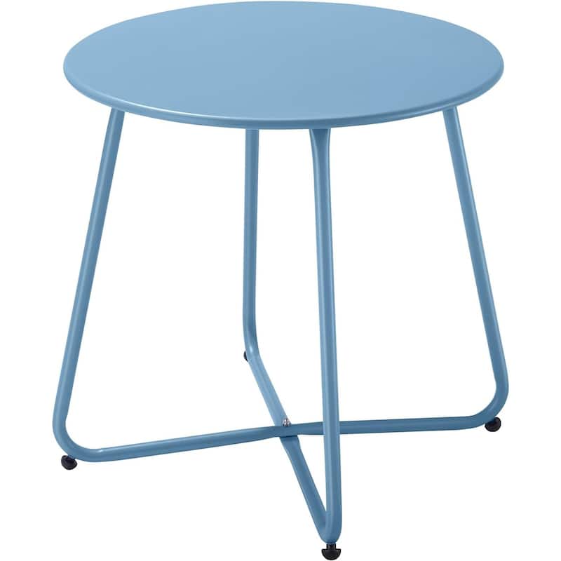 Patio Side Tables for Outside, Small End Table Accent Table Metal Round for Deck Garden Porch Balcony Yard Lawn