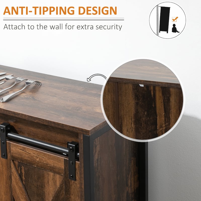 Farmhouse Buffet Cabinet Kitchen Sideboard with Sliding Barn Doors