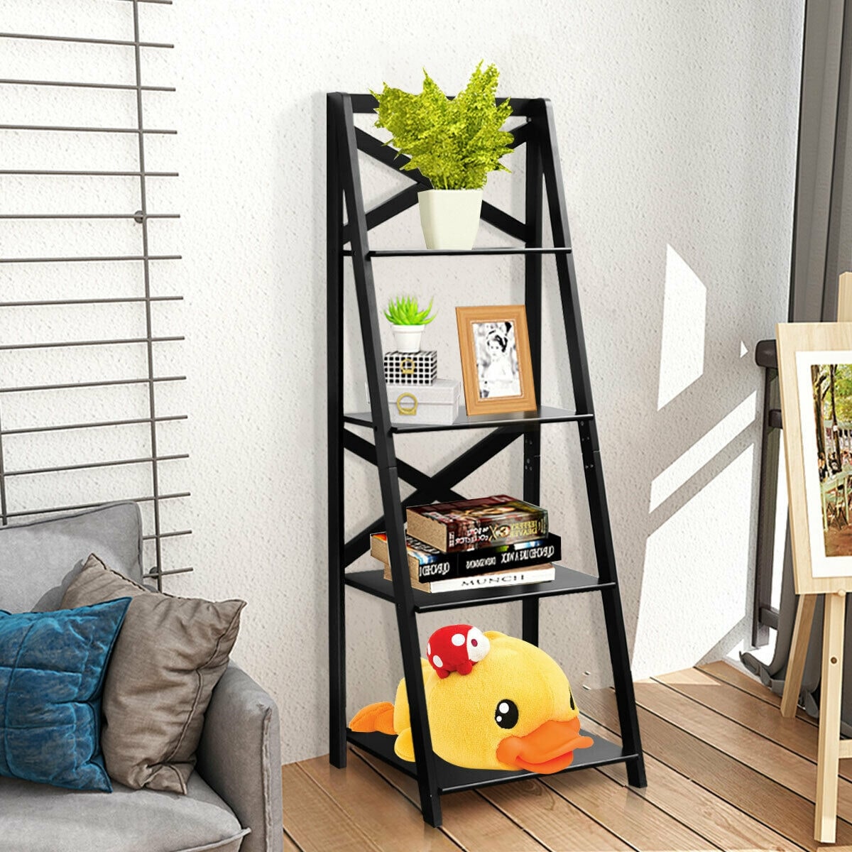 Shop Costway 4 Tier Ladder Shelf Bookshelf Bookcase Storage