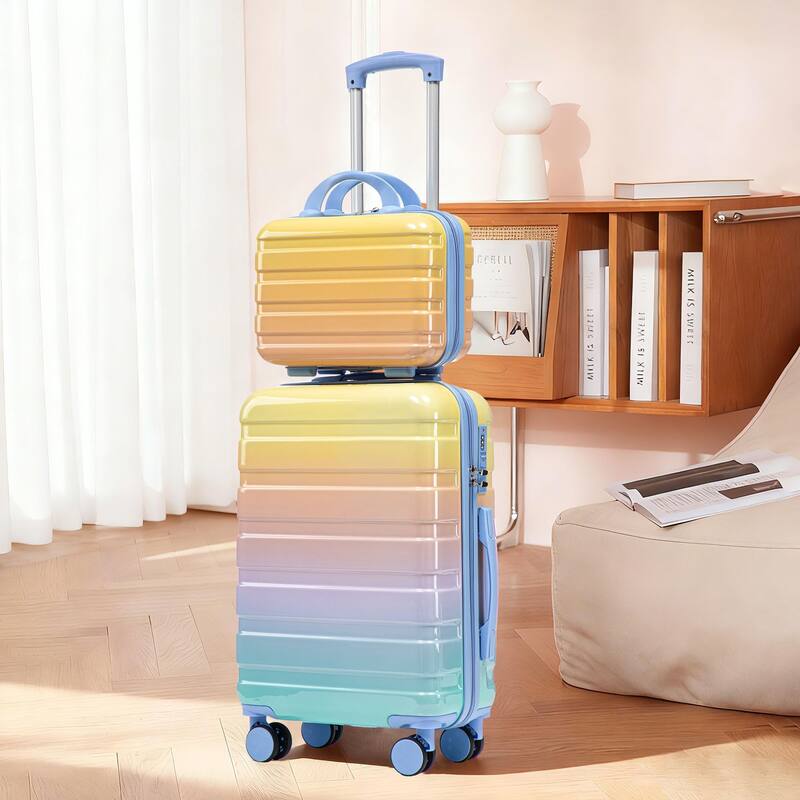 Spinner Wheel Luggage with Combination Lock Blue Yellow