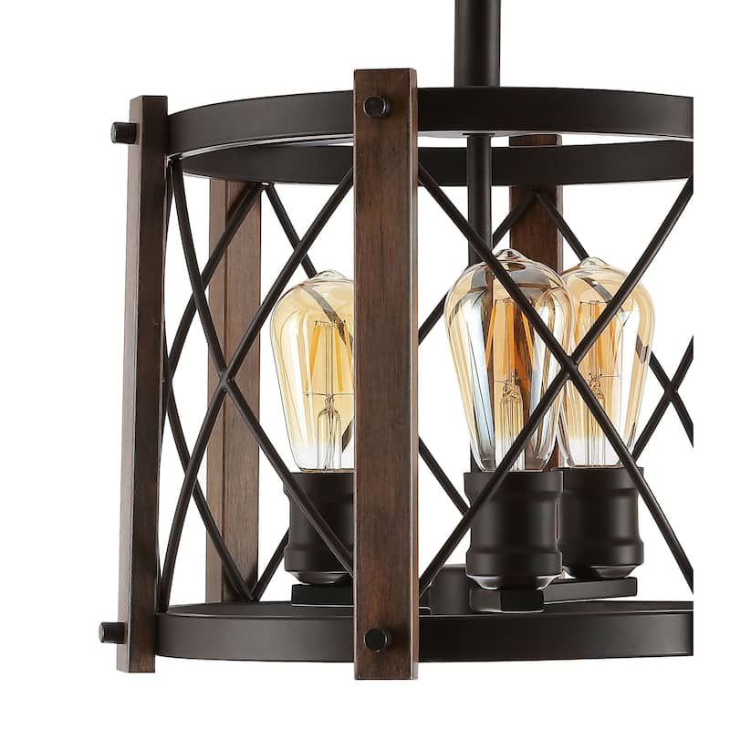 Ciel 14" 3-Light Iron Rustic Farmhouse LED Flush Mount, Brown/Oil Rubbed Bronze by JONATHAN Y