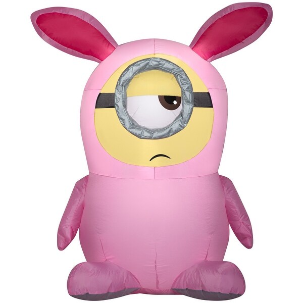 Gemmy Airblown Inflatable Stuart in Pink Bunny Suit 3.5 ft Tall