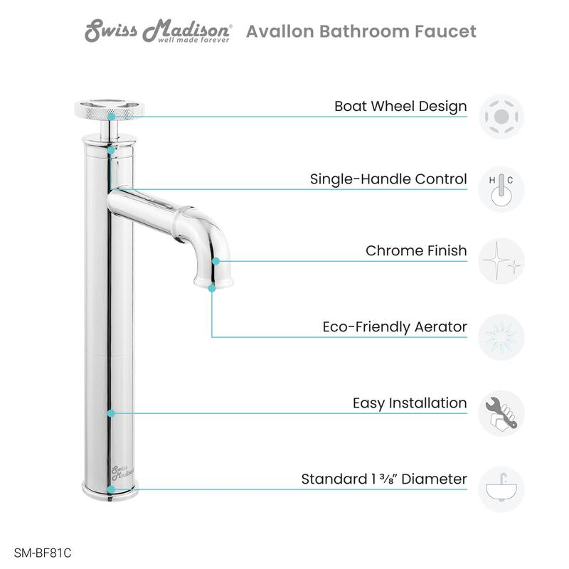 Swiss Madison SM-BF81 Avallon 1.2 GPM Single Hole Bathroom Faucet