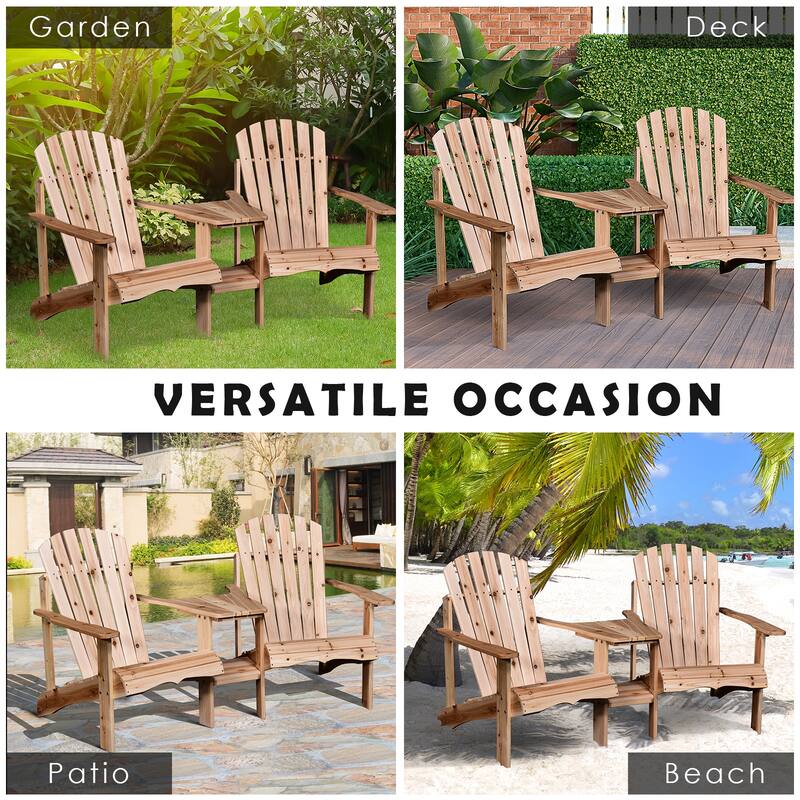 Armopa Wood Adirondack Chairs with Attached Center Table by Havenside Home