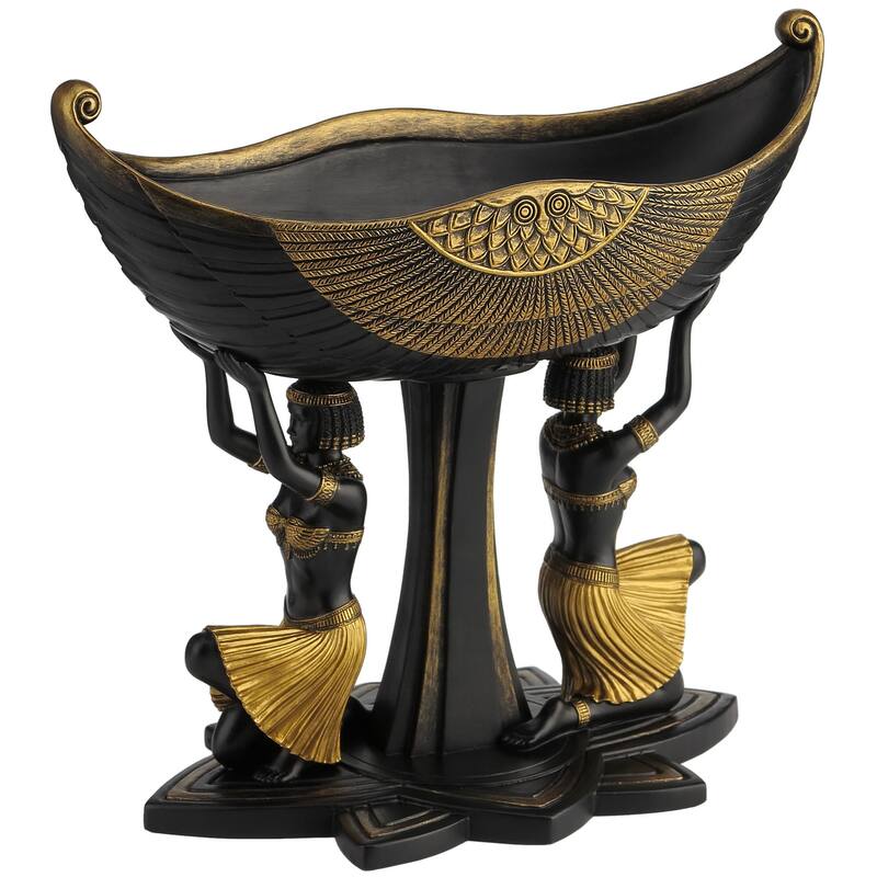 Veronese Design 9.84" L ART DECO KNEELING EGYPTIAN MAIDENS COUPE Multicolor Resin