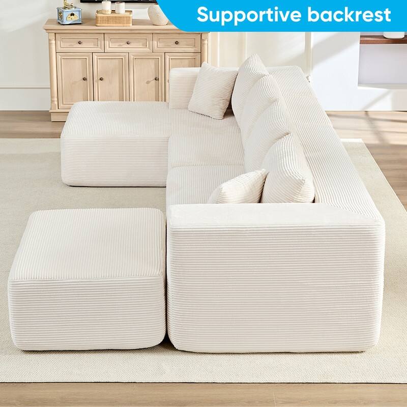 Minimalist 135" Oversized Modular Sofa, 4-Pieces Free Combination, No Assembly Required - U-Shaped Sofa