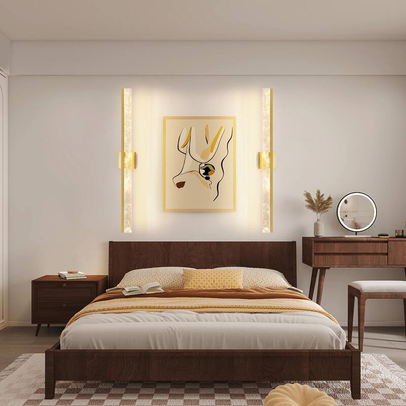 LED Bathroom Vanity Light 24/32/39 inch Dimmable Metal Wall Sconce - Black/Warm White Light