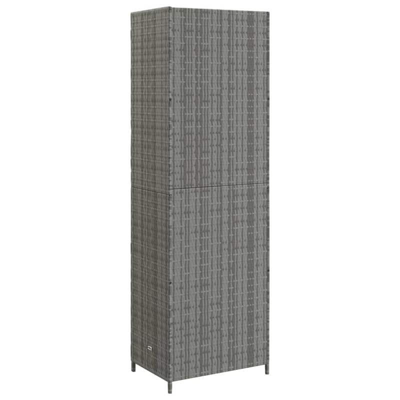 Outdoor Garden 71 Inch Tall Storage Cabinet, 2 Doors, Gray Rattan