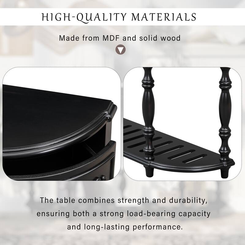 Modern Curved Console Table with 4 Drawers and 1 Shelf