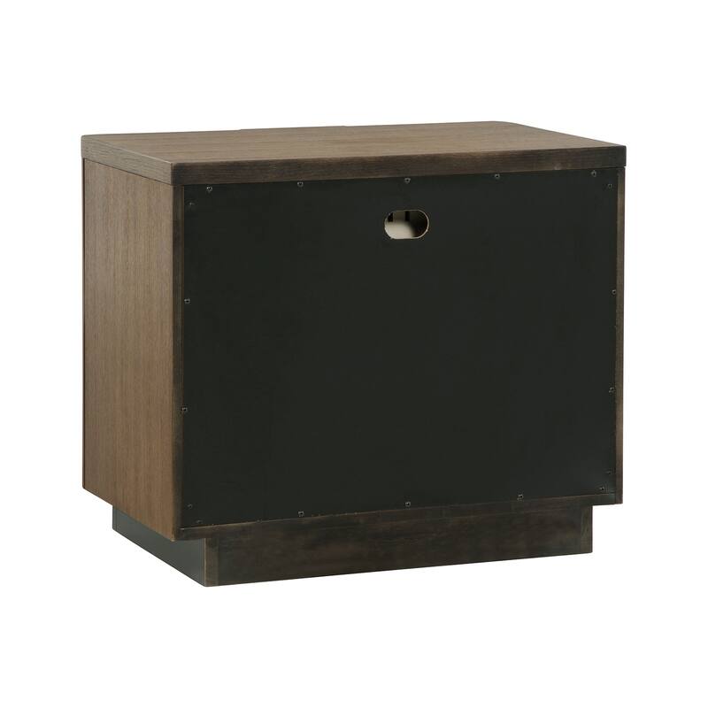 2 Drawers Wooden Nightstand with Vertical Pulls in Ash Brown