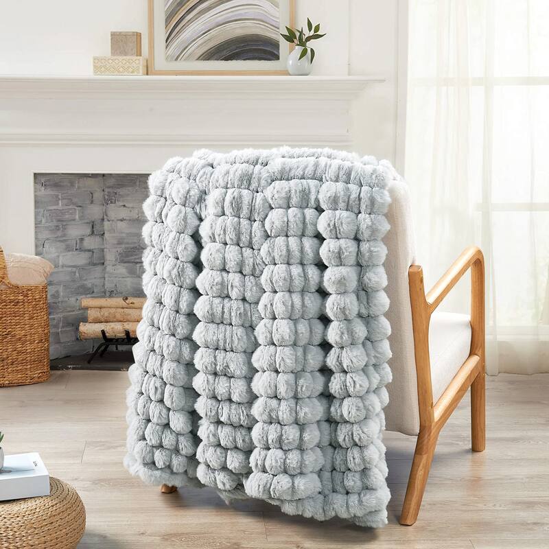 Home Soft Things Spandex Striped Heavy SyntheticRabbit FauxFur Throw