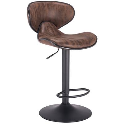 Modern Home Kappa Vintage Contemporary Faux Leather Adjustable Height Barstool - 21" - 32" Variable Height Bar/Counter Chair