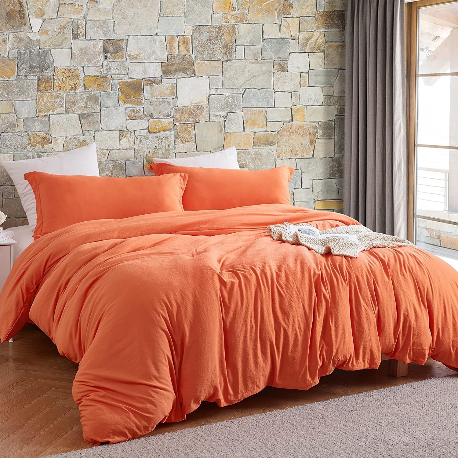 Orange comforter online set full