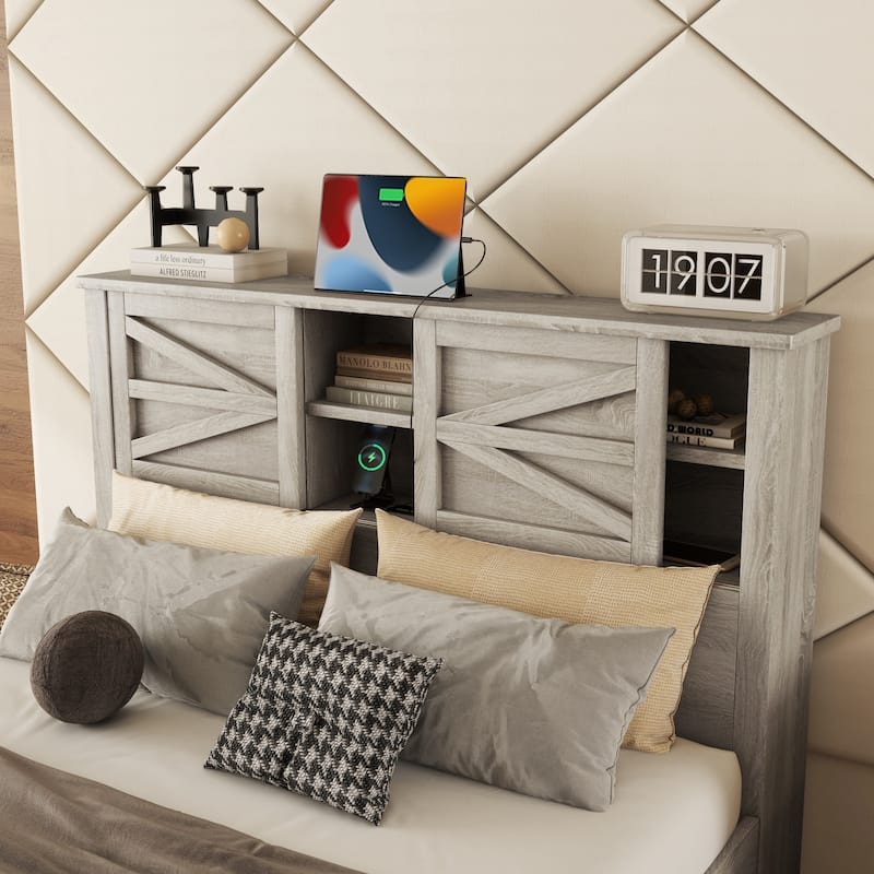 3-Pieces Bedroom Sets Farmhouse Platform Bed