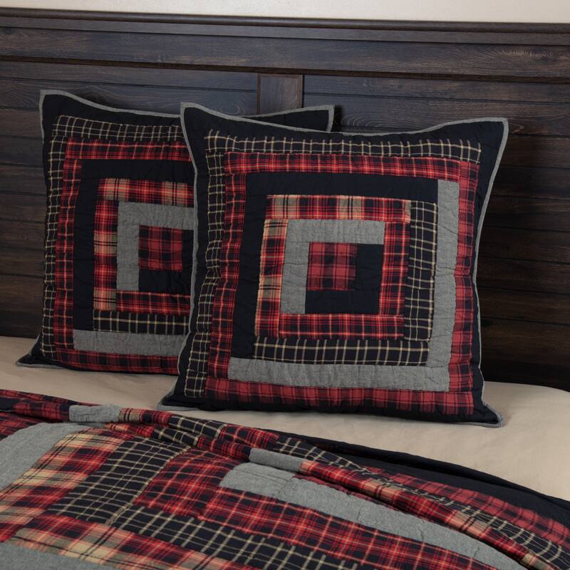 Cumberland Quilted Euro Sham 26x26 - Euro Sham 26x26 - Chili Pepper/Caviar/Natural