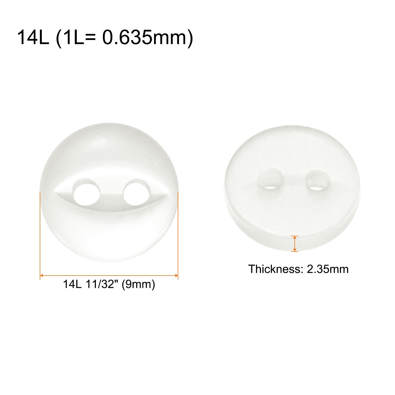 Round Sewing Buttons 2-Hole Fish Eye Craft Replacement Button for Craft Pants Dress Skirt Clothing Fastener Buttons