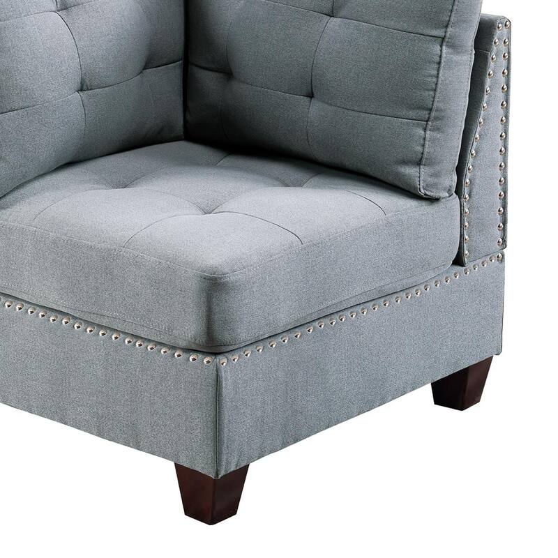 2 - Piece Gray Fabric Modular Set, 64x32x35 inches, 106 lbs