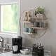 preview thumbnail 1 of 14, Montfort Round Modern Metal and Wood 4-tier Hanging Wall Shelf Gold