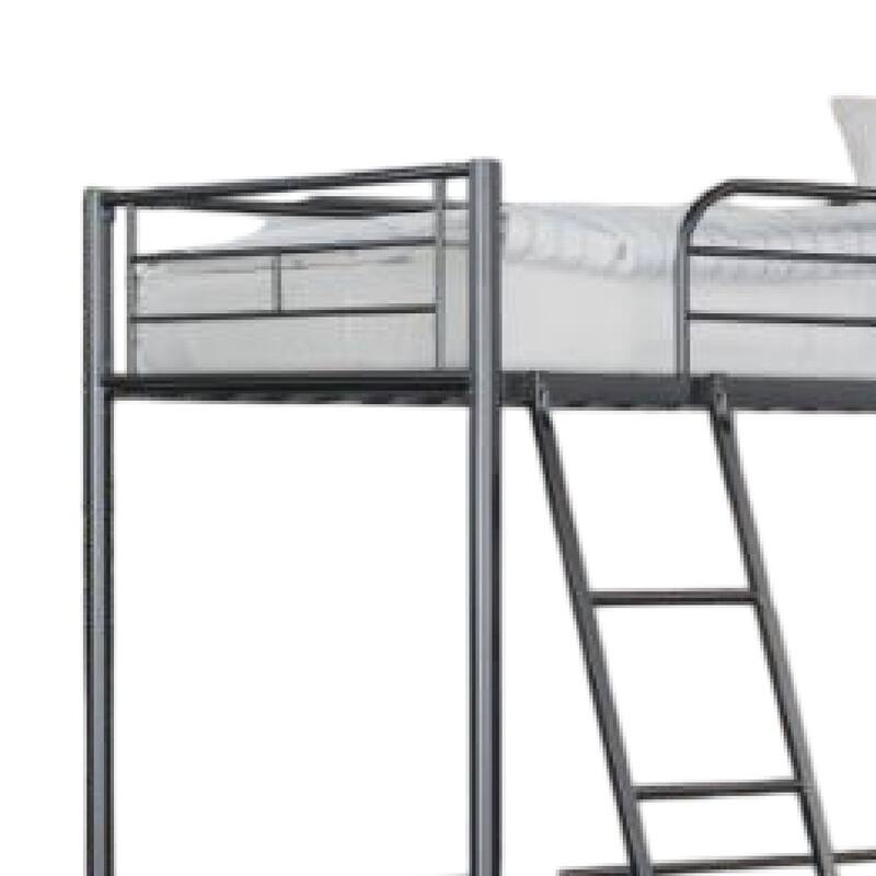 Mylz Twin Loft Bed, Black Metal Frame with Attached Angled Ladder