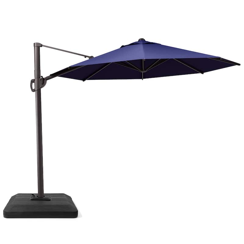 Patio Cantilever Offset Umbrella with 360-degree Rotation Crank and Tilt, Base Included