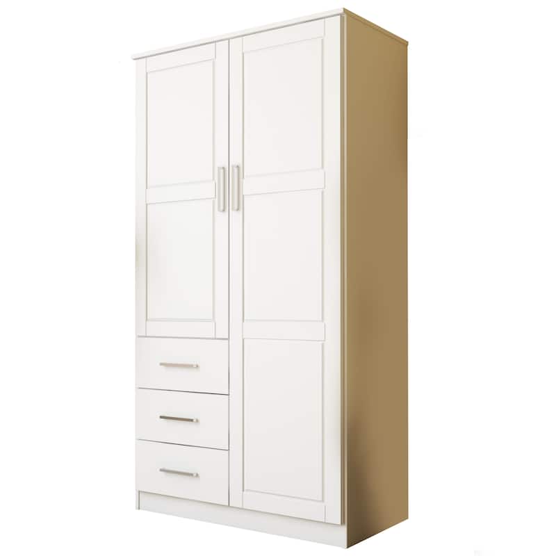 Palace Imports 100% Solid Wood Metro Wardrobe Armoire with Solid Wood or Mirrored Doors