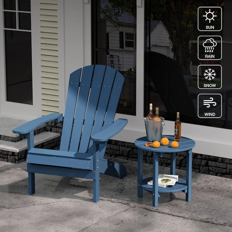 WINSOON All Weather HIPS Outdoor Side Table,Round Table