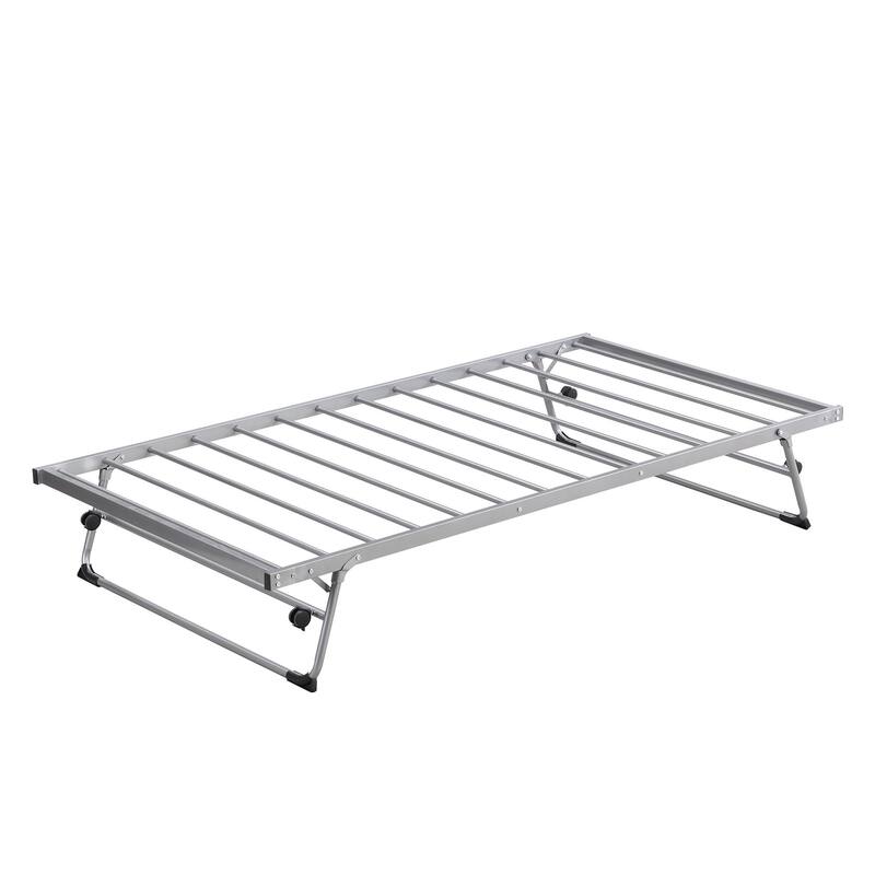 Twin Size Metal Daybed with Adjustable Pop-Up Trundle, Industrial Style, No Box Spring Required, Multi-functional Design