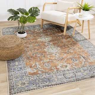 Blue Copper Beige Traditional Printed Area Rug - Bed Bath & Beyond ...