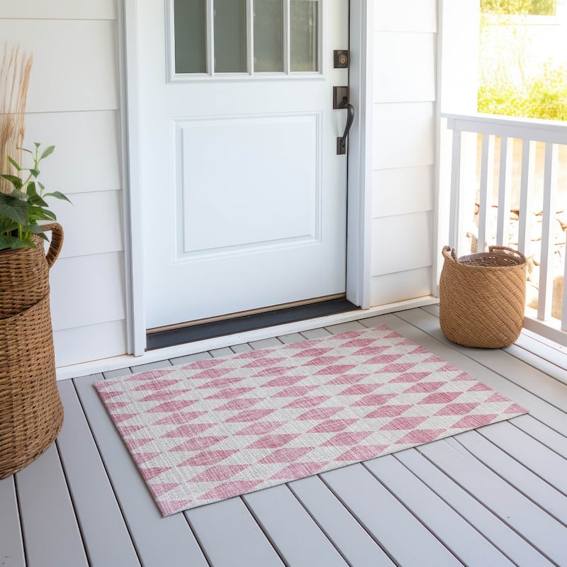 Machine Washable Indoor/ Outdoor Chantille Diamonds Rug