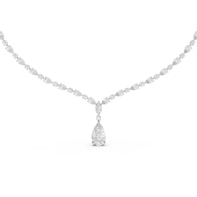 Auriya 14K Gold Lab Grown Alternating Diamond Lined Pear Drop Necklace 23.00 ct. tw. (F-G VS)