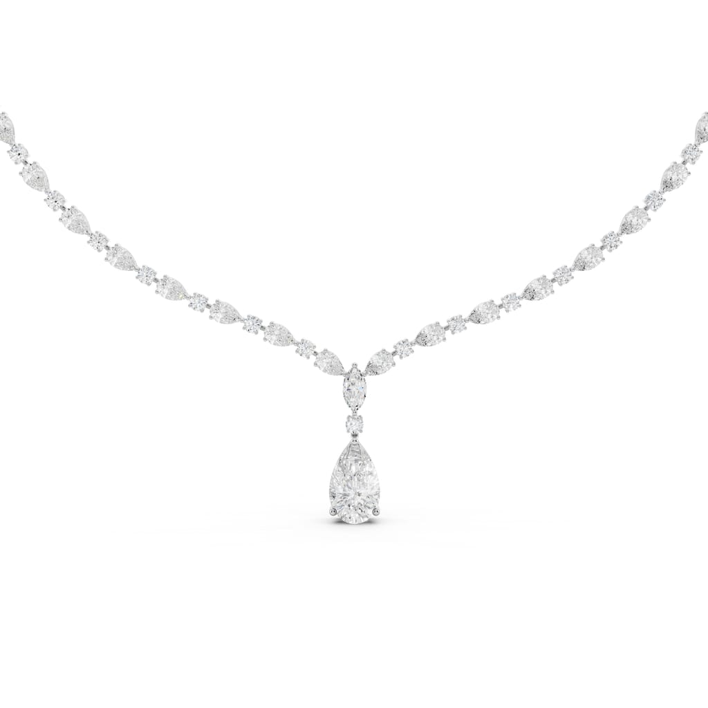 Auriya 14K Gold Lab Grown Alternating Diamond Lined Pear Drop Necklace 23.00 ct. tw. (F-G VS)