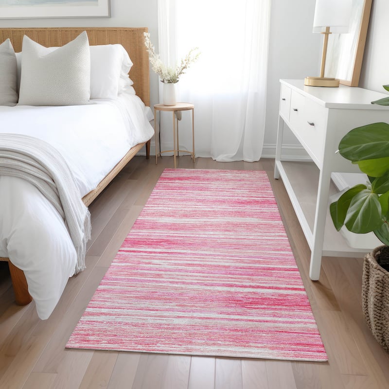 Machine Washable Indoor/ Outdoor Chantille Abstract Stripe Rug