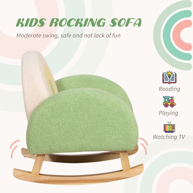 Qaba Rocking Toddler Sofa Chair for Nursery or Playroom, Green