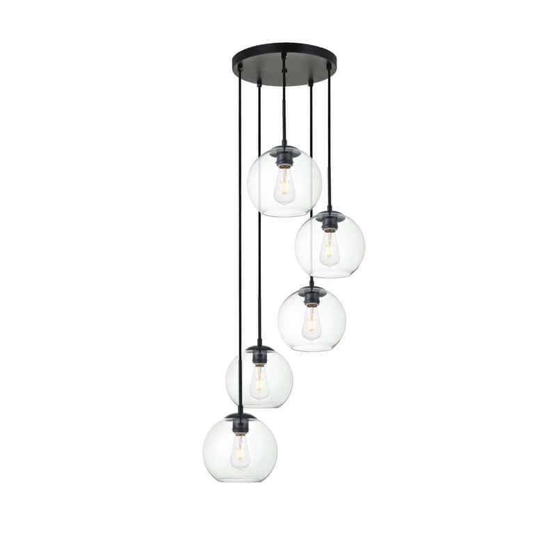 Mid-century Modern Clear Glass 5-light Pendant