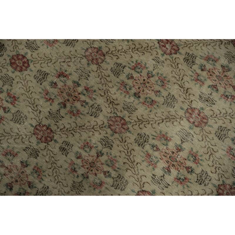 Hand Knotted Oriental 100% Wool Carpet Transitional All-Over Beige & Ivories Anatolian Area Rug - 9' 7'' X 5' 7''