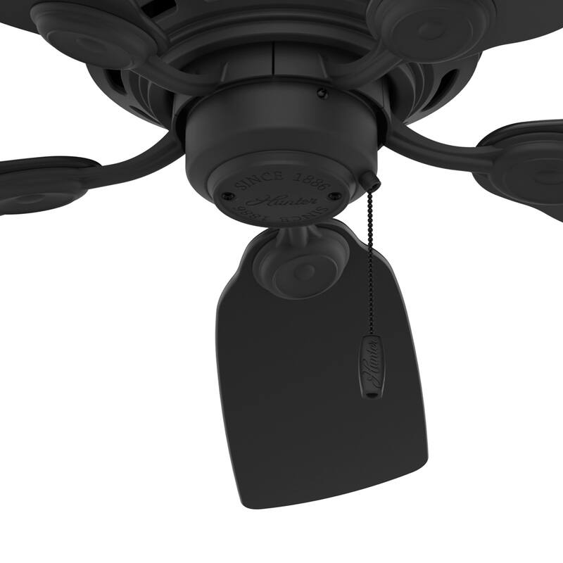 Hunter 42" Low Profile IV Flush Mount Ceiling Fan and Pull Chain, Matte Black - Traditional, Transitional