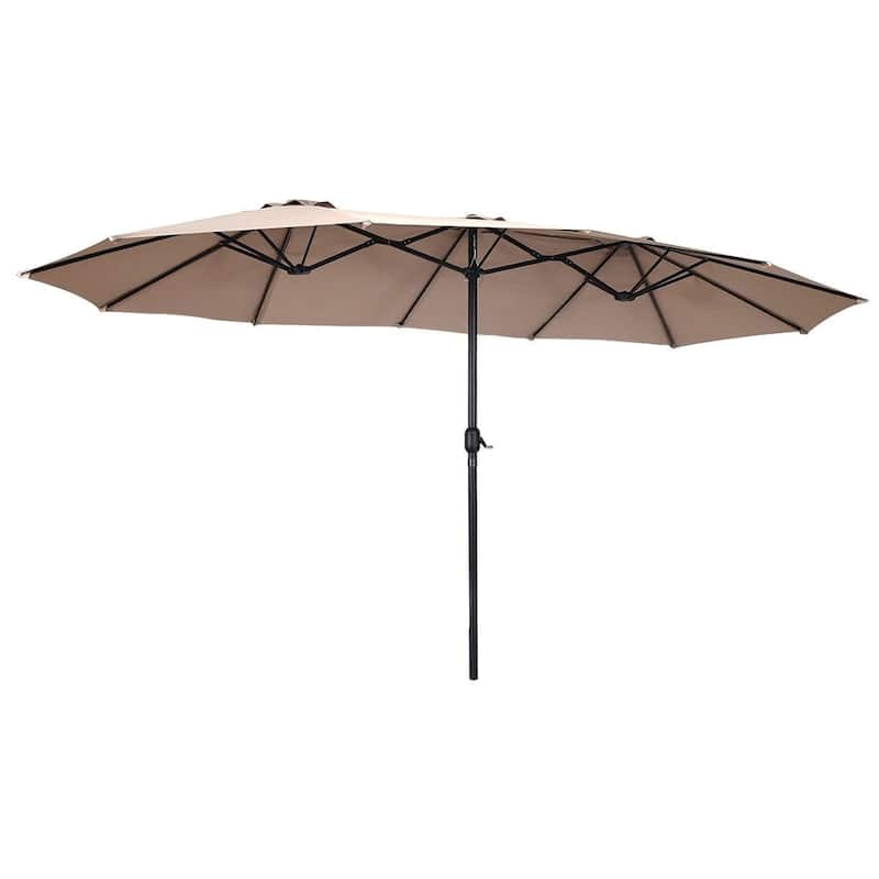 15' Twin Patio Umbrella Double-Sided Outdoor Market Umbrella without Base - 15' x 9.0' x 8' (L x W x H)