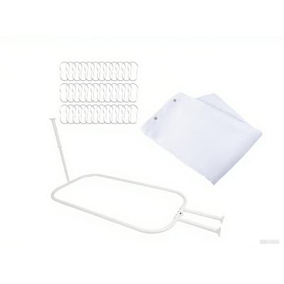 Utopia Alley Rustproof Wall Mounted Aluminum Hoop Shower Rod with white Shower Curtain, 45.7x22"