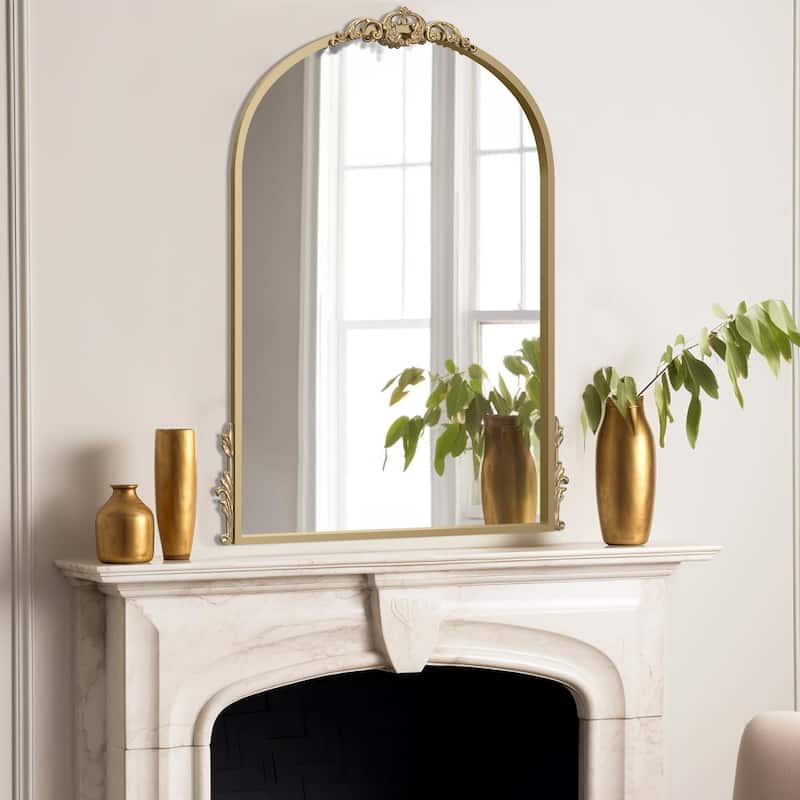 Traditional Arched Mirror Baroque Style Mirror - 20X26 - Gold