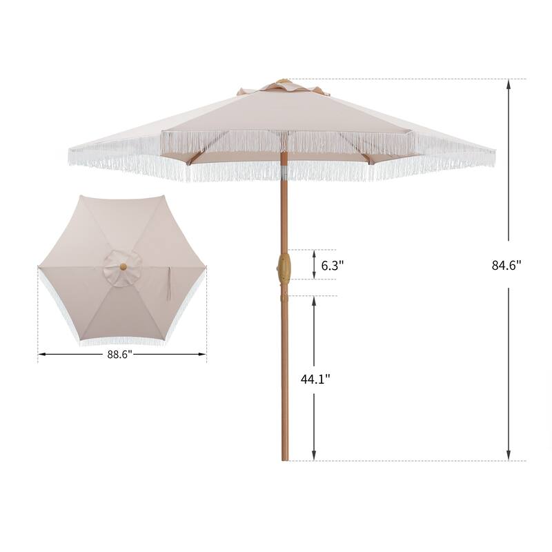 Autlaycil 7.5 ft Patio Umbrella with Fringe