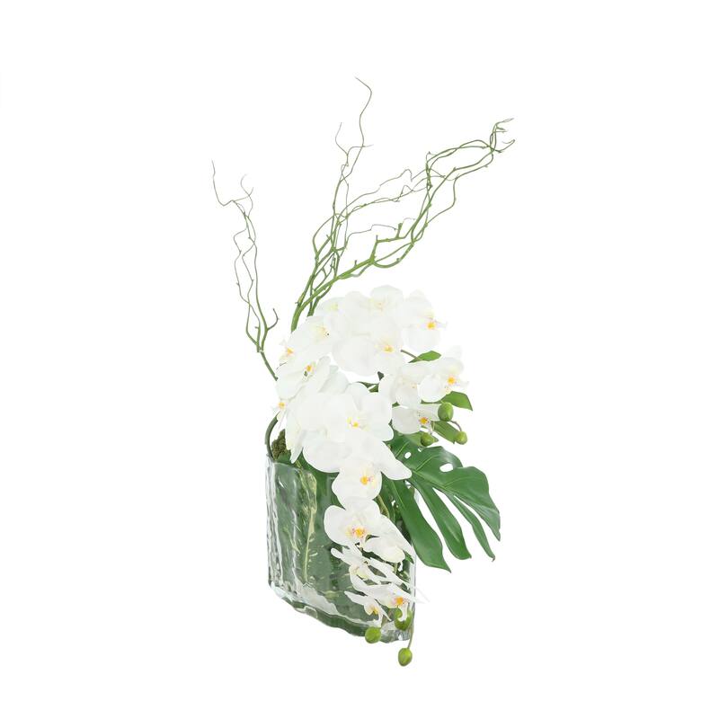 Orchid Arrangement with Philodendron in Vase - 30