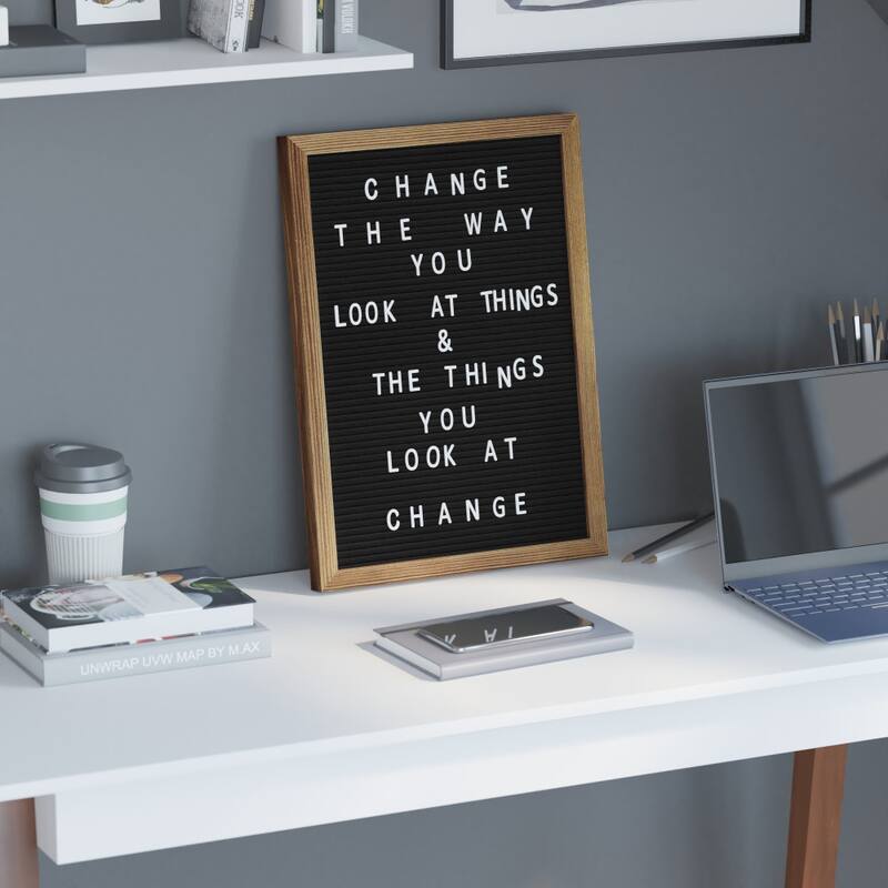 Wood Frame Letter Board with 389 PP Letters and Canvas Carry Bag