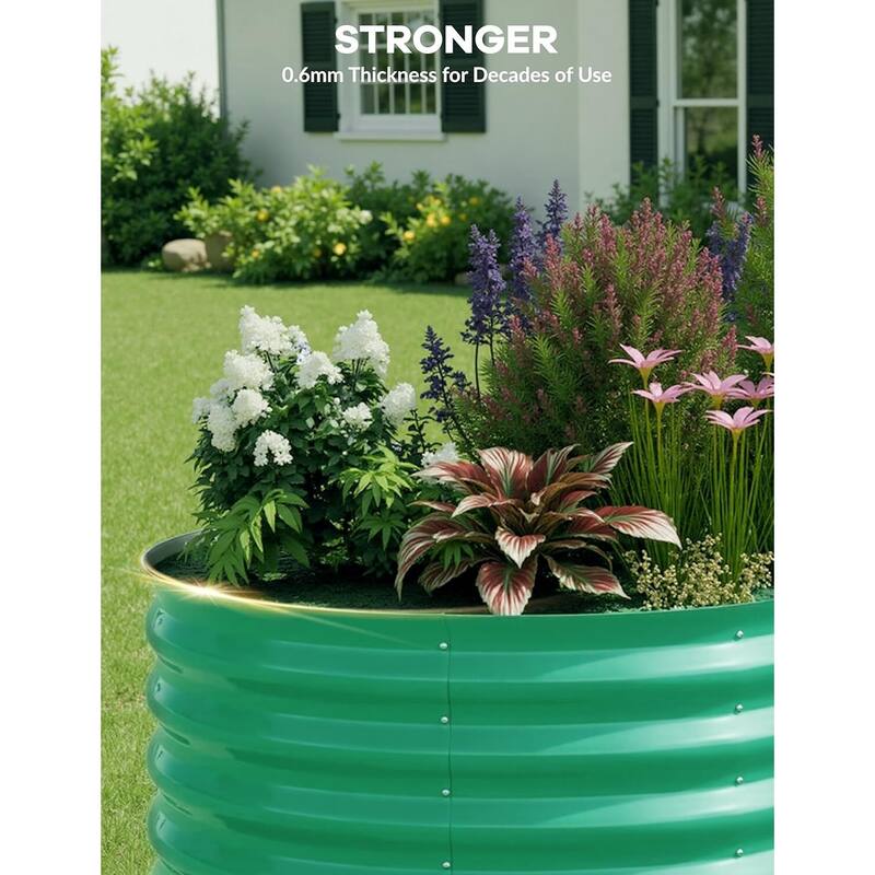 Oval Raised Garden Bed - 0.6mm Resistant Galvanized Steel Planter Box with Tool-Free Assembly,2 PCS
