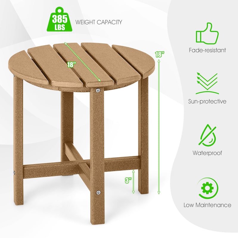 Gymax 2PCS 18''Adirondack Side Table Weather Resistant HDPE Garden