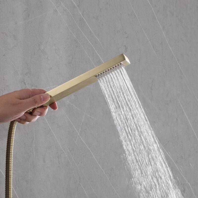 36"H Stainless Steel Exposed Rain Shower System With Handheld Shower (Valve Not Included)
